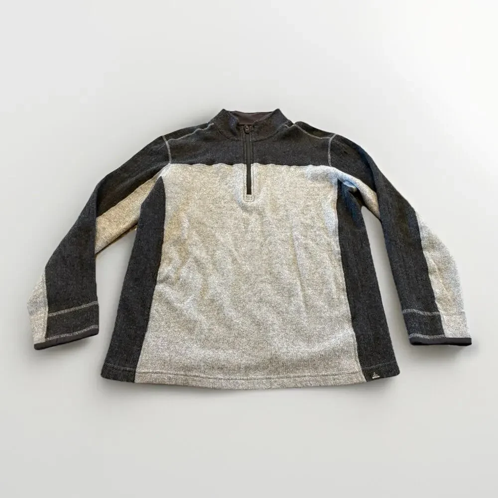 Prana Mens Gray Wentworth 1/4 Zip Wool Blend Pullover Sweater Size XL M23170361
